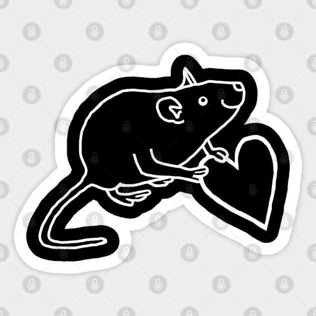 White Line Rat Holds Your Heart Sticker by ellenhenryart